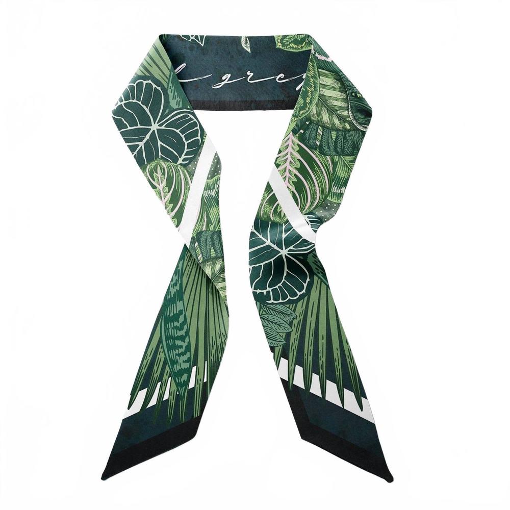 NEW CB GREY silk mini scarf in green